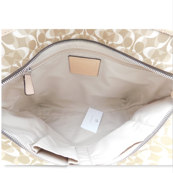 COACH Light Beige Signature C Logo PVC Tote Bag - Picture 6 of 12